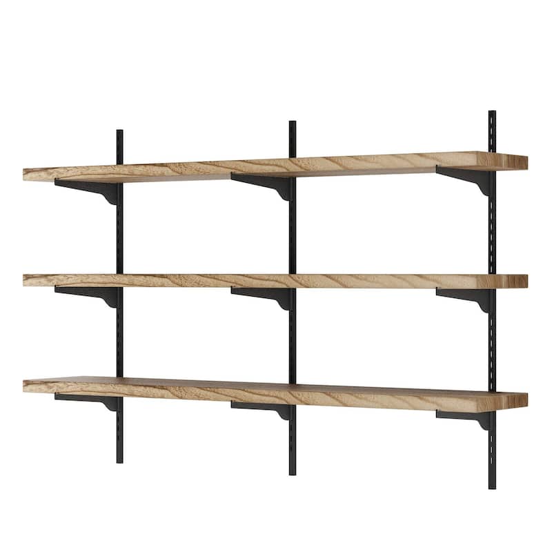 Wallniture Turin 54" Adjustable Shelf, Floating Bookshelf for Room Decor, Wall Shelf Unit for Living Room, Rustic, Tier Options