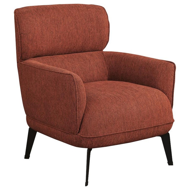 Dup 34 Inch Accent Chair, Cushioned Seat, Rounded Track Arms, Muted Orange