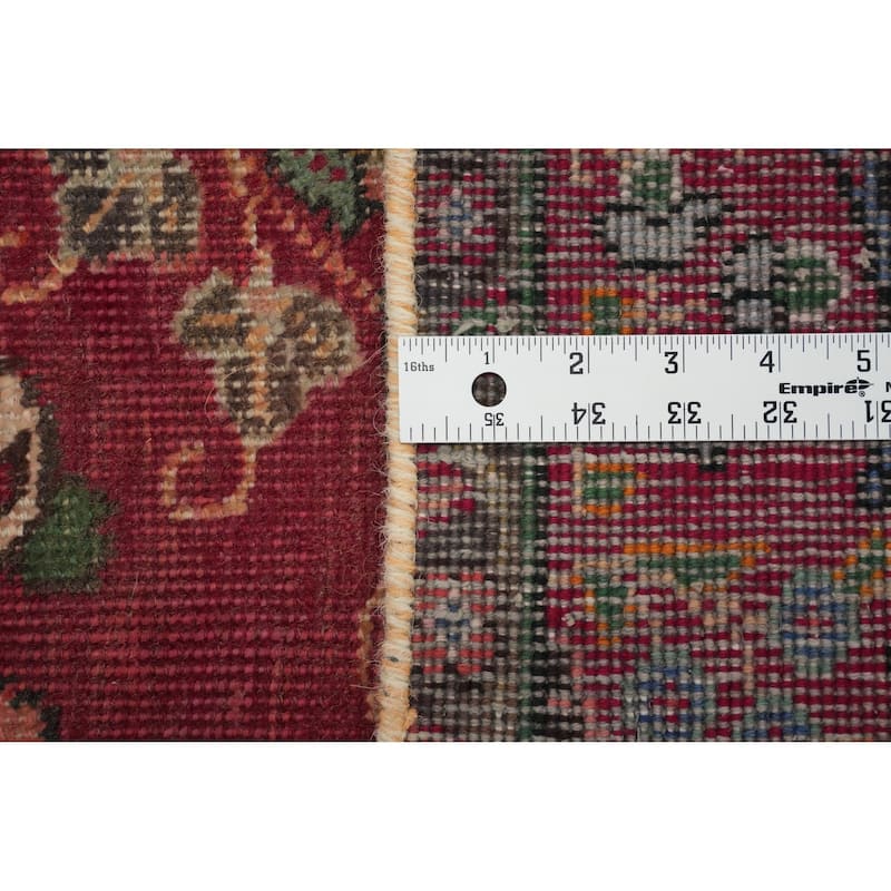 Hand Knotted Oriental 100% Wool Carpet Traditional Floral Red Tabriz Area Rug - 6' 2'' X 4' 7''