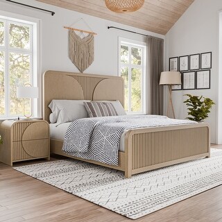 Furniture of America Adrienne Modern 2-Piece Natural Solid Wood Panel ...