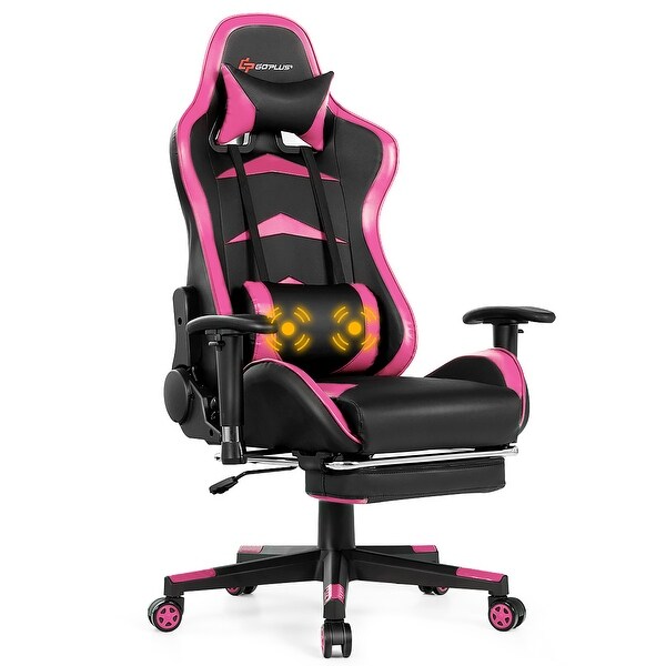 Goplus Office Massage Gaming Chair Reclining Swivel Racing with