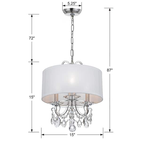 Othello 3 Light Clear Crystal Polished Chrome Mini Chandelier - 15'' W x 15'' H