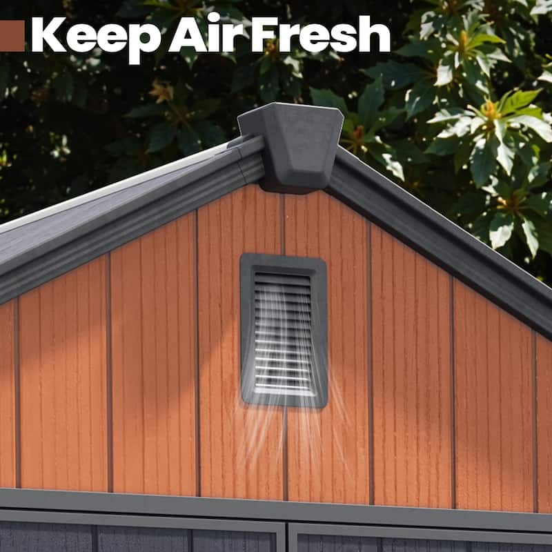 Pellebant 8X8/8X10/8X12 FT Resin Outdoor Storage Shed with Floor for Patio Furniture and Tools