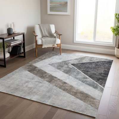 Machine Washable Indoor/ Outdoor Chantille Modern Geometric Rug