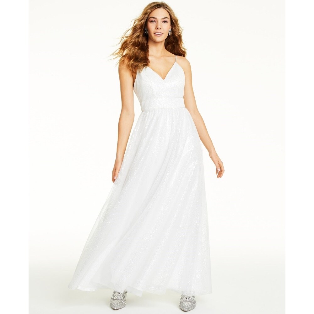Crystal Doll Juniors' Sequin V-Neck Gown White Size 5 - Bed Bath & Beyond - 40578277 Crystal Doll Juniors' Sequin V-Neck Gown White Size 5 - Bed Bath & Beyond - 40578277