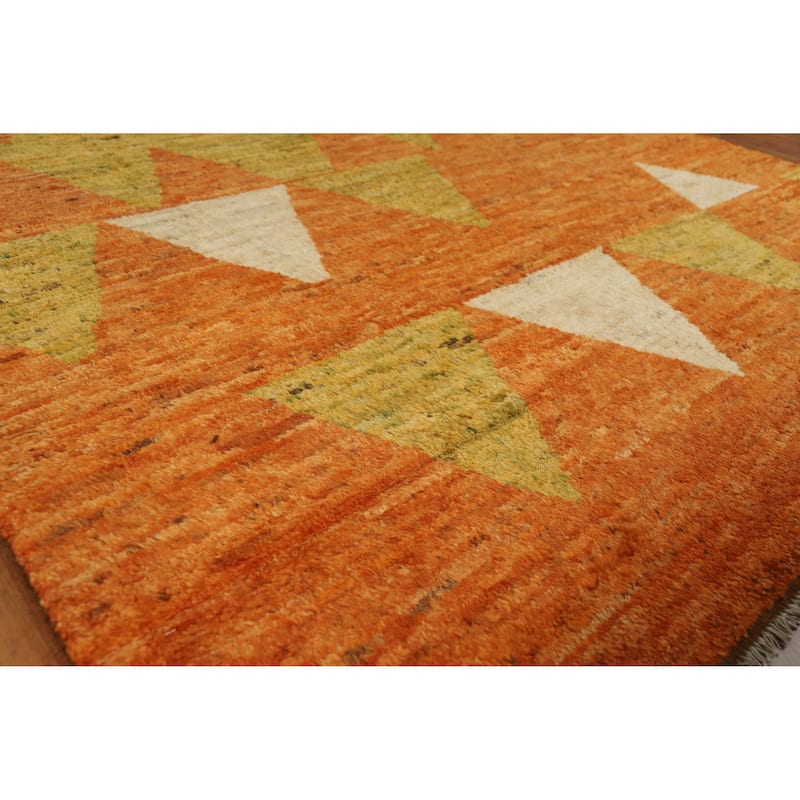 Orange Moroccan Oriental Area Rug Handmade Modern Bedroom Wool Carpet - 6'9" x 9'10" - 6'9" x 9'10" - Orange