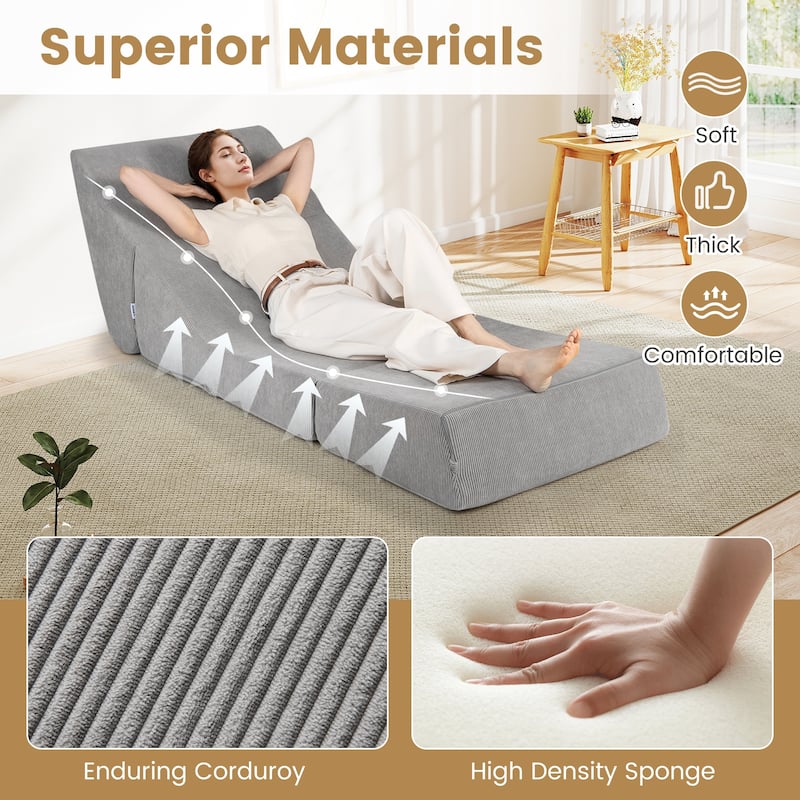 Gymax 3-in-1 Folding Sofa Bed Convertible Sleeper Chair w/ Washable