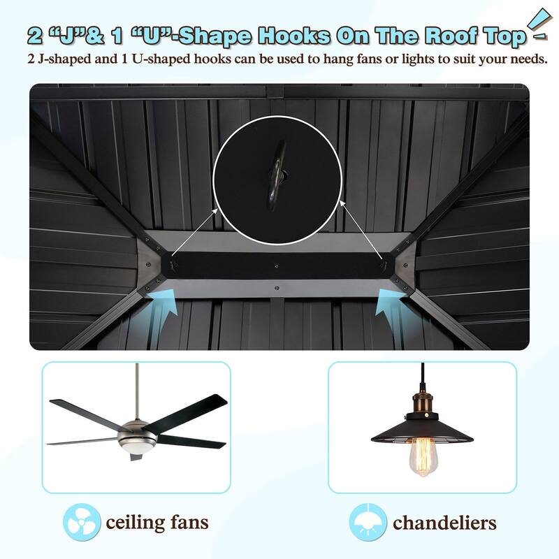 VEIKOUS Aluminum Double Hardtop Gazebo Pergola for Patio, Lawn, and Garden with Removable Netting