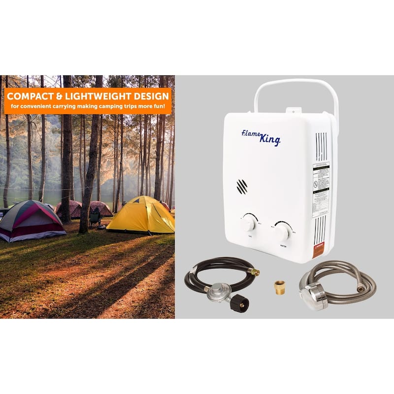 Flame King Portable Tankless Water Heater Propane Outdoor Shower 5L