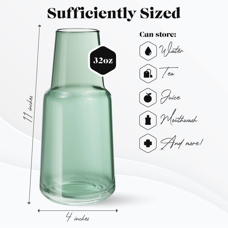 American Atelier Bedside Water Carafe with Footed Glass/Lid