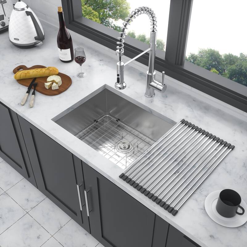 Undermount 16 Gauge Single Bowl Stainless Steel Kitchen Sink in Brushed Nickel