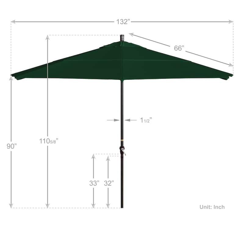 California Umbrella 11' Rd Sunset Series Patio Umbrella Bronze Aluminum Frame Crank Lift Auto Tilt With Olefin Royal Blue