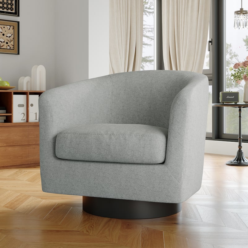 Modern Upholstered Barrel Chair Swivel Accent Chair for Living Room - Chenille - Light Gray/Chenille