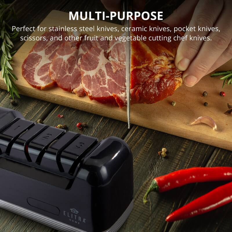 Elitra Home Professional Electric Knife Sharpener Black - 9.85"L x 3.55"W