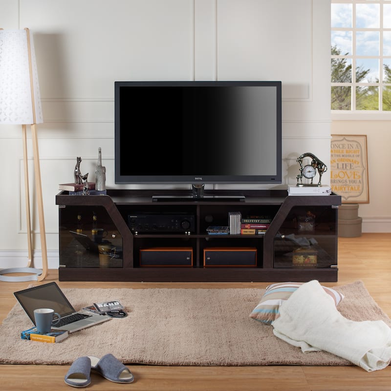 DH BASIC Modern Espresso 71" Wide Entertainment Center by Denhour