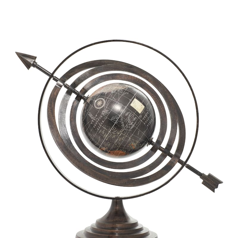 Aluminum Metal Compass Armillary Globe - Black - Roche River Decor - 12"W x 19"L x 17"H