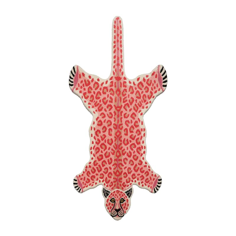 3'x5' Red and Ivory Hand-Tufted Wool Rug Featuring Modern Tiger Print - 3' x 5' - Ivory - 3'  x 5' - Rectangle