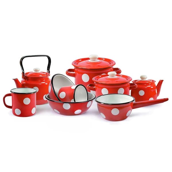 Shop Stp Goods 2 1 Qt Red White Polka Dot On Steel Pot Overstock 31967732