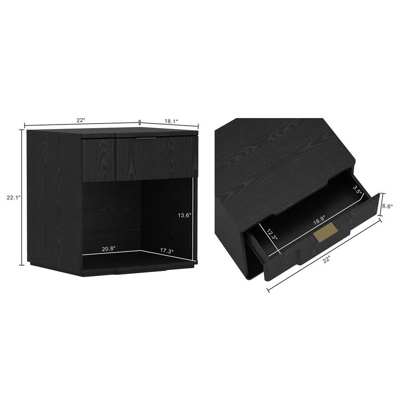 Manhattan Comfort Clive 22 Inch 1 Drawer Nightstand