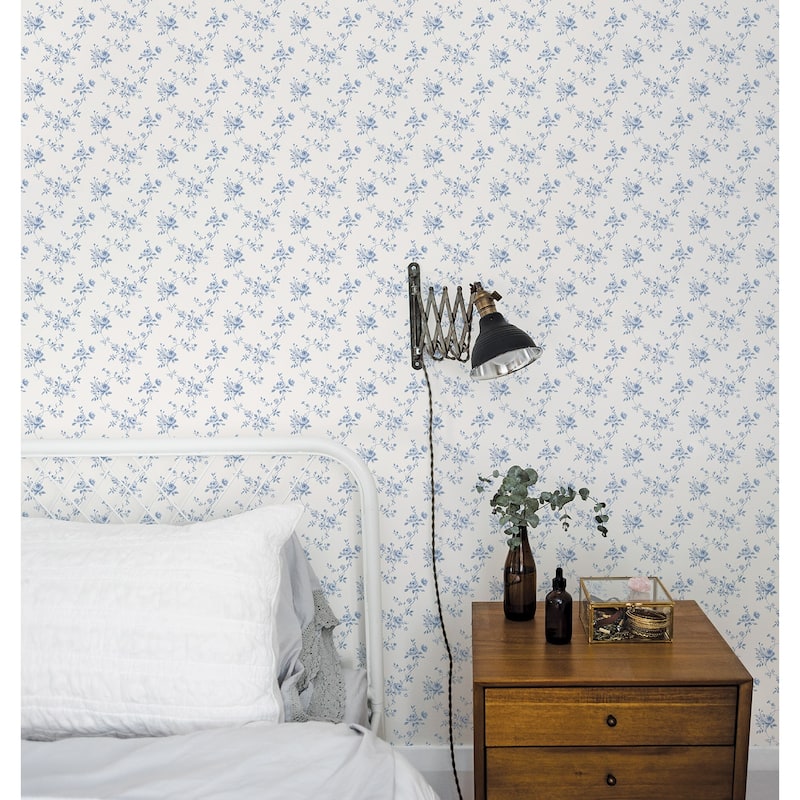 Galerie Wallcoverings Miniatures 3 Rose Floral Trail Design Vinyl on Non-woven Matte Wallpaper Roll