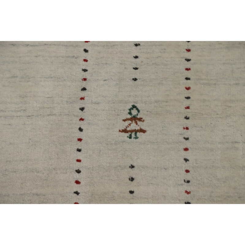 Hand Knotted Oriental 100% Wool Carpet Tribal Animal Pictorial Beige & Ivories Gabbeh Area Rug - 9' 8'' X 10' 4''