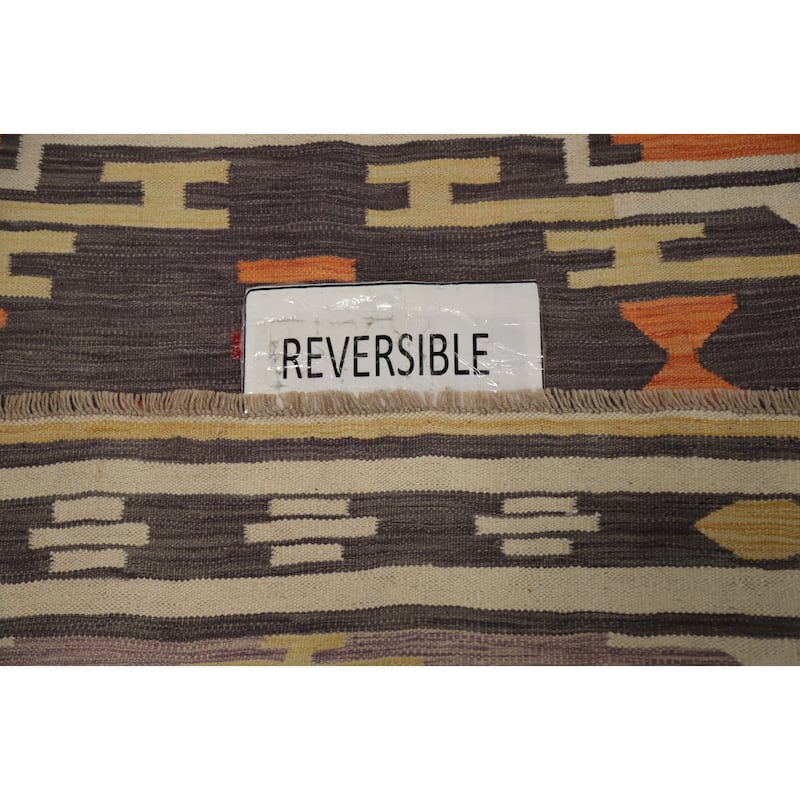 Hand Woven Oriental 100% Wool Carpet Southwestern Tribal Oranges & Rust Kilim Area Rug - 5' 11'' X 4' 1''