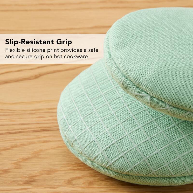 KITCHENAID Gourmet Series Gridlines Mini Oven Mitts 2-Pack Set, Heat Resistant up to 600°F, Soft Silicone Grip, Magnetic Cuff