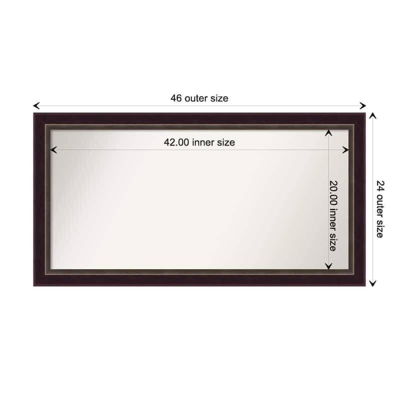 Signore Bronze Framed Non-Beveled Custom Wall Mirror, Bathroom Vanity Mirror - Outer Size: 46.25 x 24.25