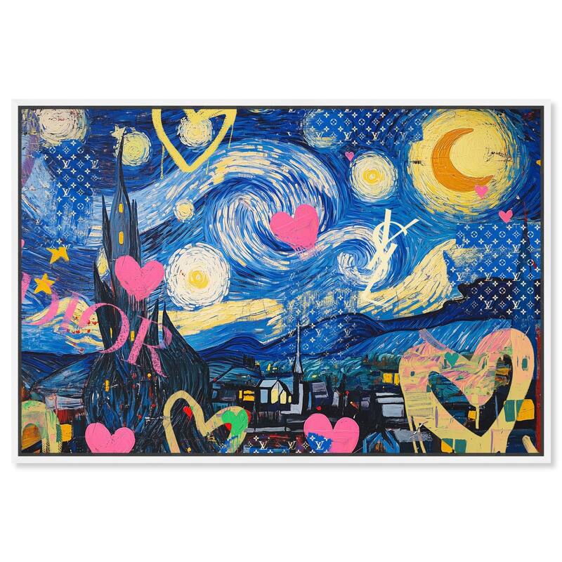 Starry Night Graffiti Canvas by Art Remedy - White - 54" x 36"