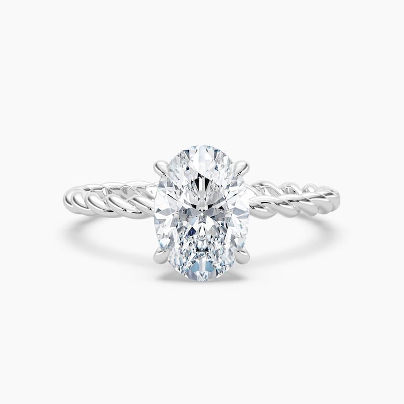 Auriya 14k Gold Lab Grown Oval Diamond Twisted Hidden Halo Engagement Ring 1.00 to 5.00 ct. tw. (F-G, VS) - 4 - 4.00 carats - White