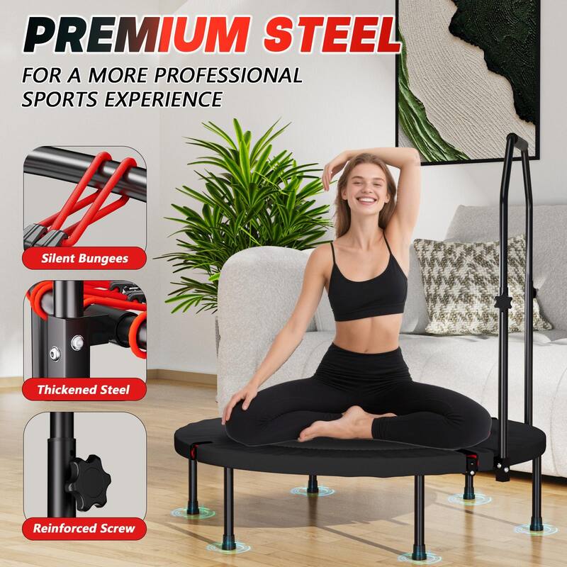 40inch Foldable Trampoline With Handle-Premium-Elastic -Black