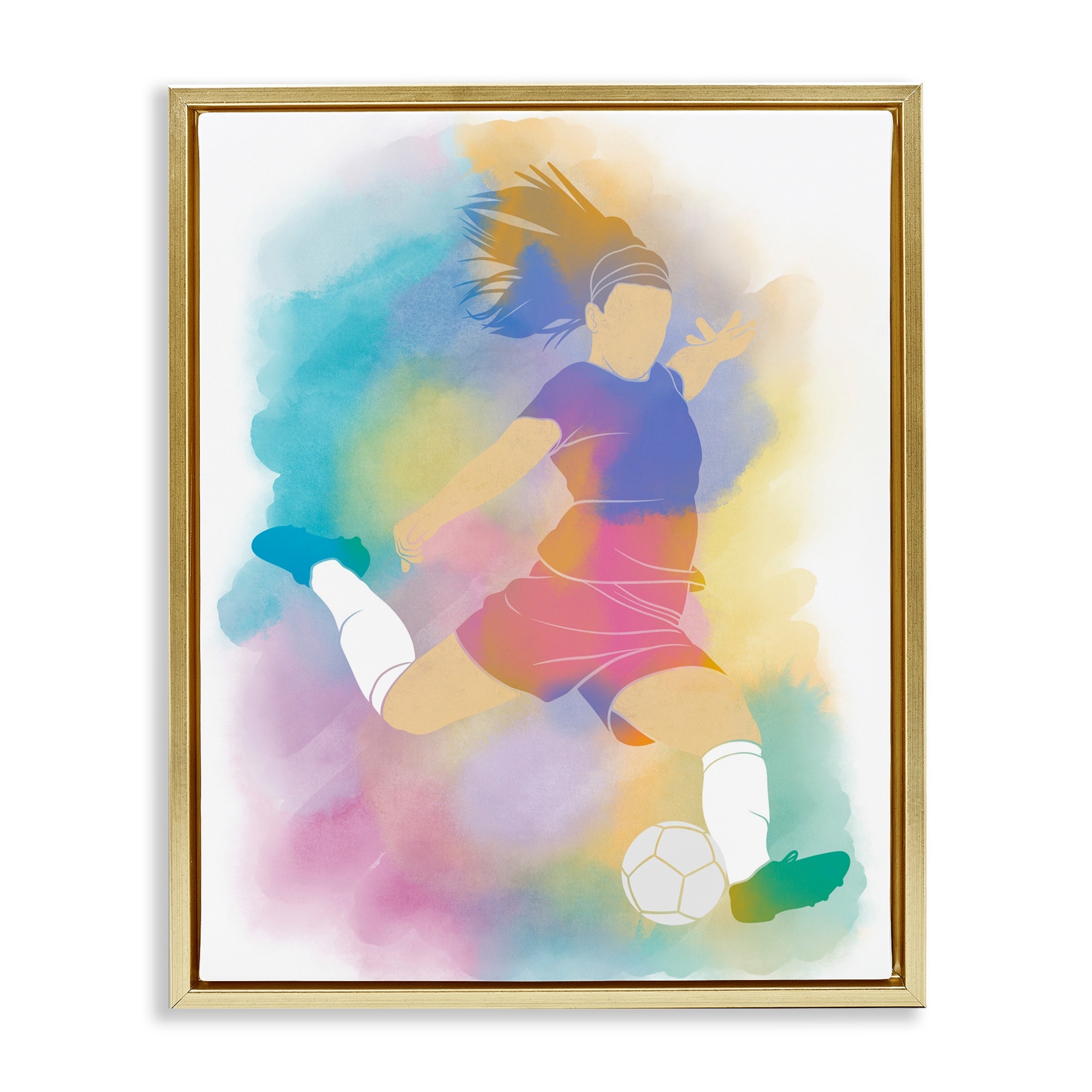 Stupell Colorful Sports Soccer Framed Floater Canvas Wall Art Design By Marcus Prime