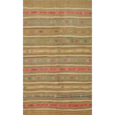 Hand Woven Oriental 100% Wool Carpet Southwestern Tribal Multi-Colored Kilim Area Rug - 6' 8'' X 4' 5''