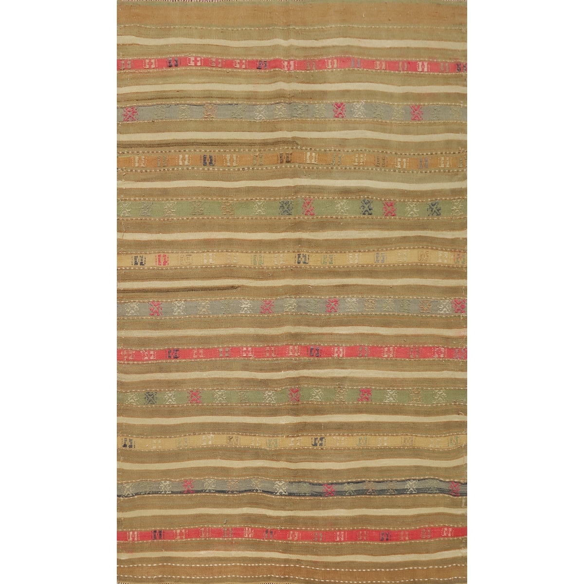 Hand Woven Oriental 100% Wool Carpet Southwestern Tribal Multi-Colored Kilim Area Rug - 6' 8'' X 4' 5''