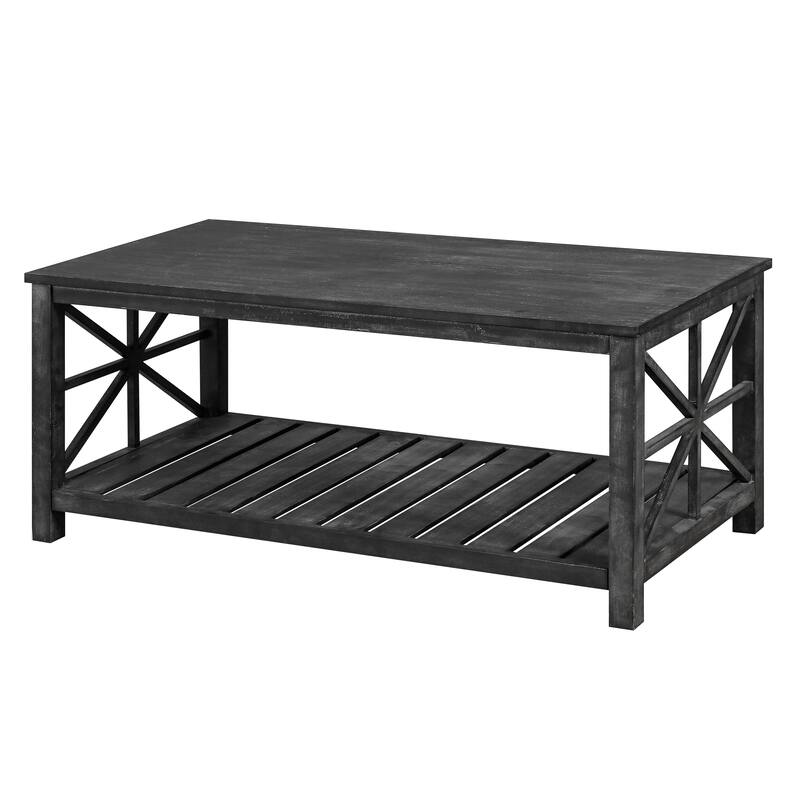 GDFStudio - Nathaniel Rustic Wood Coffee Table with Spacious Storage - 47.24" W x 23.62" D x 19.68" H