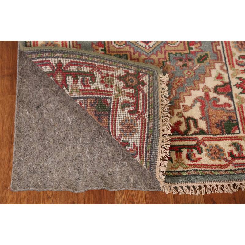Geometric Heriz Serapi Indian Runner Rug Hand-Knotted Wool Carpet - 2'7" x 10'1"