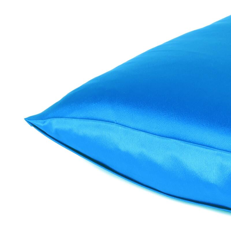 HomeRoots Blue Dreamy Set Of 2 Silky Satin Queen Pillowcases