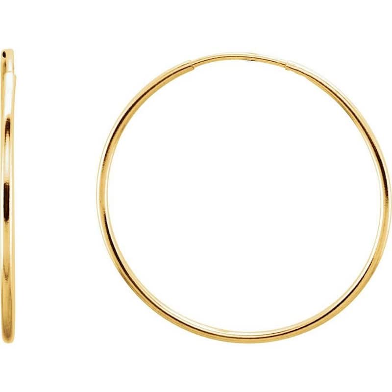 Curata 14k Yellow Gold 24mm Polished Endless Hoop Earrings