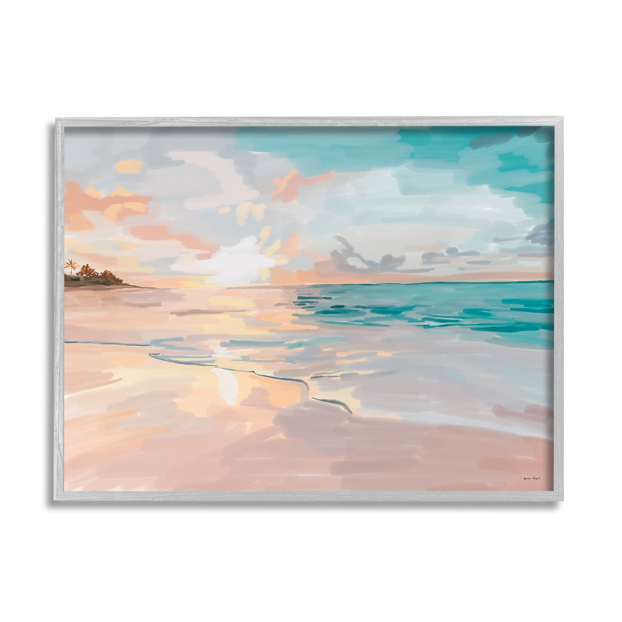 Stupell Abstract Beach Sunset Framed Giclee Art Design by Amelia Noyes