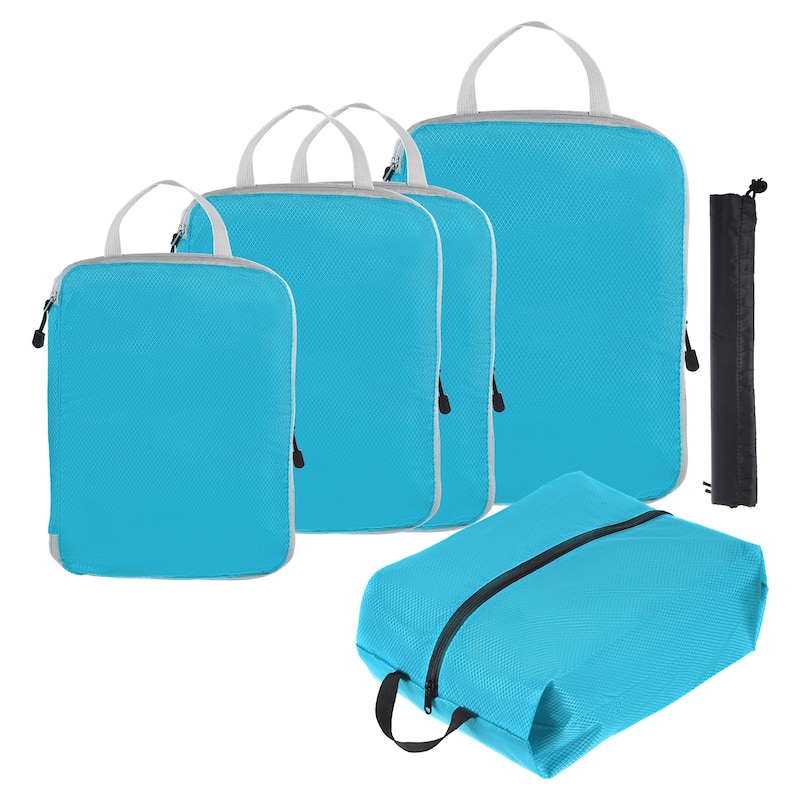 6Set Compression Packing Cube for Travel Waterproof Luggage Organizer Sky Blue - Sky Blue