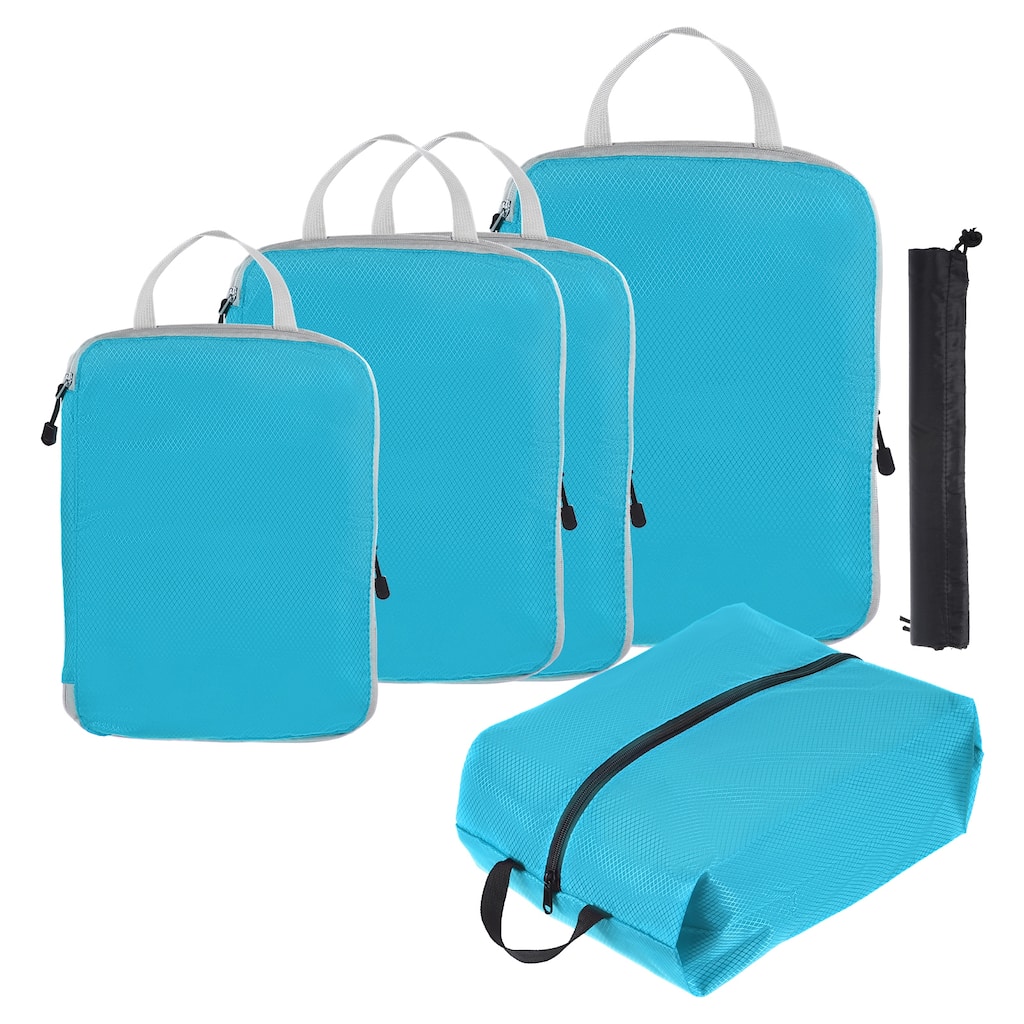 6Set Compression Packing Cube for Travel Waterproof Luggage Organizer Sky Blue - Sky Blue
