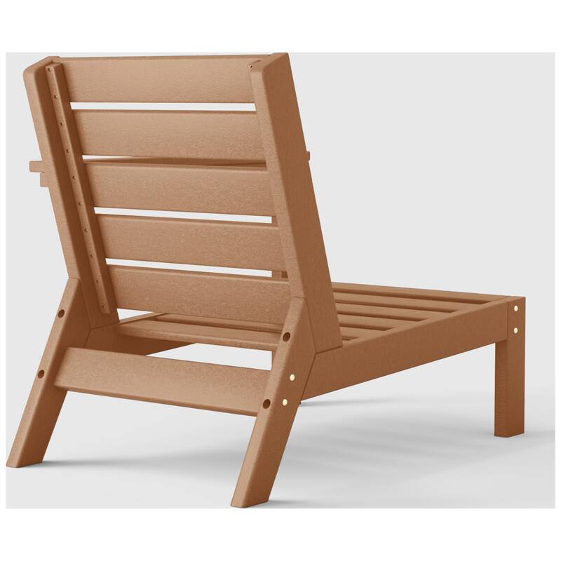 Birchwood All Weather HDPE Outdoor Patio Deep Seating Teak Right Arm Facing Chair With Cushions (1-Piece)
