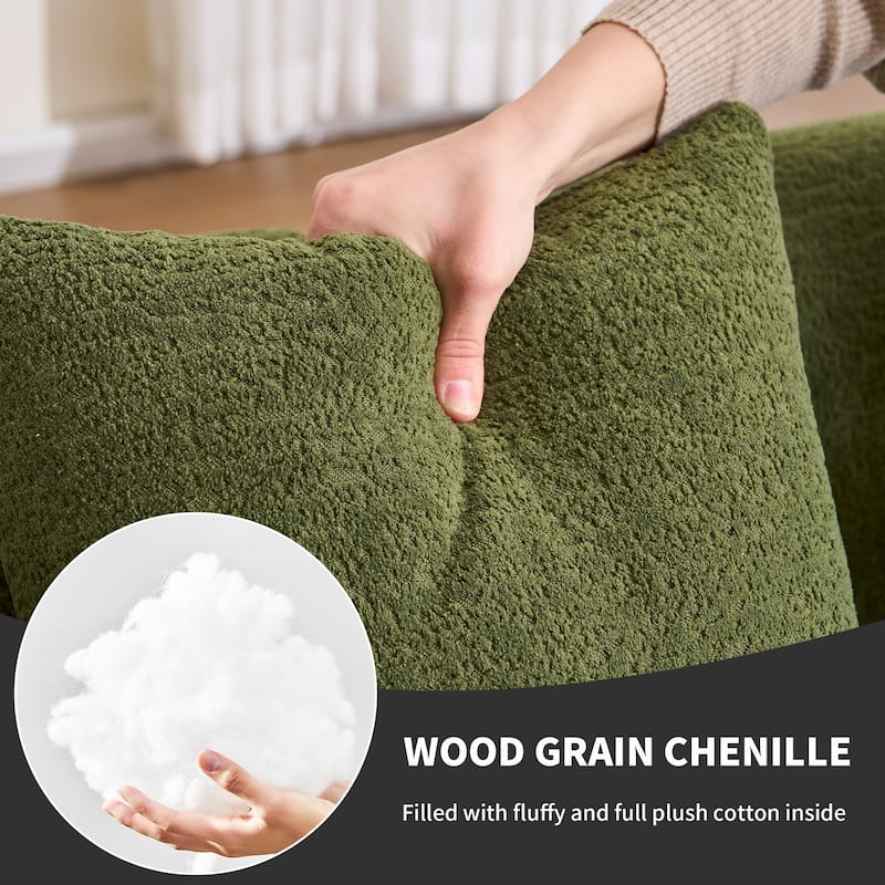 Compression Sponge L-Shape Sectional Sofa with Curved Chaise,Brown Modular Chenille Couch,30D High-Density
