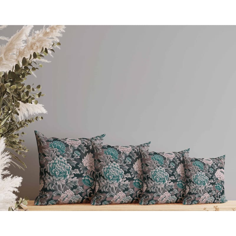 Meadow Bloom Indoor/Outdoor Reversible Throw Pillow Green and Pink