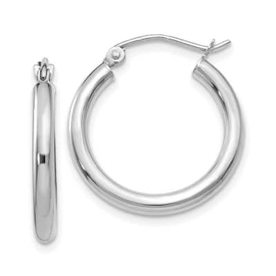 Curata 14k White Gold Polished 2.5mm Solid Classic Hoop Earrings - 20mm-65mm