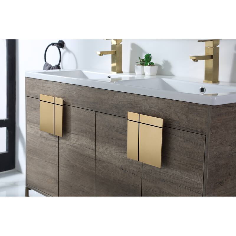 Modern Bathroom Vanity Set, Vitreous China Double Sink Top 48"