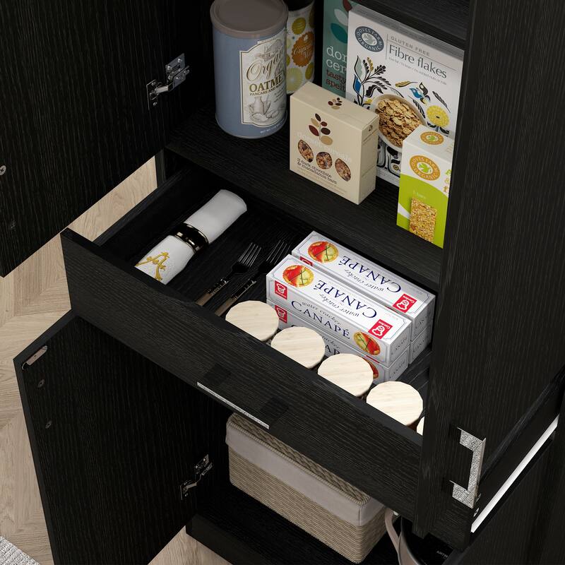 Kitchen Pantry Cabinet with Drawer and Adjustable Shelf
