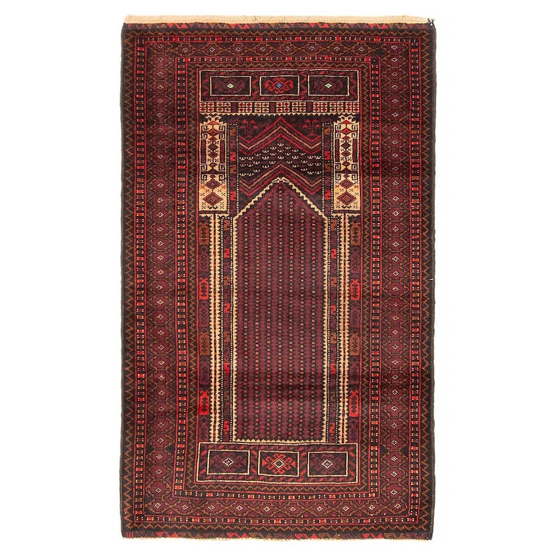 Teimani Burgundy Rug 2'7" x 4'6" - 2'7 x 4'6 - Burgundy - 2'7 x 4'6