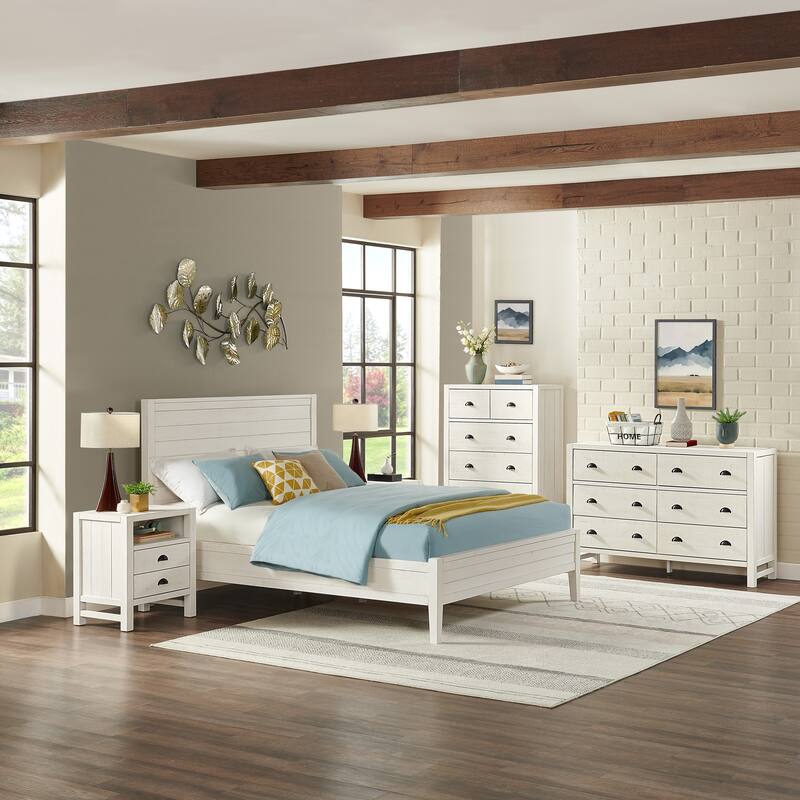 Arden 5-Piece Wood Bedroom Set with Queen Bed, Two 2-Drawer Nightstand, 5-Drawer Chest, 6-Drawer Dresser