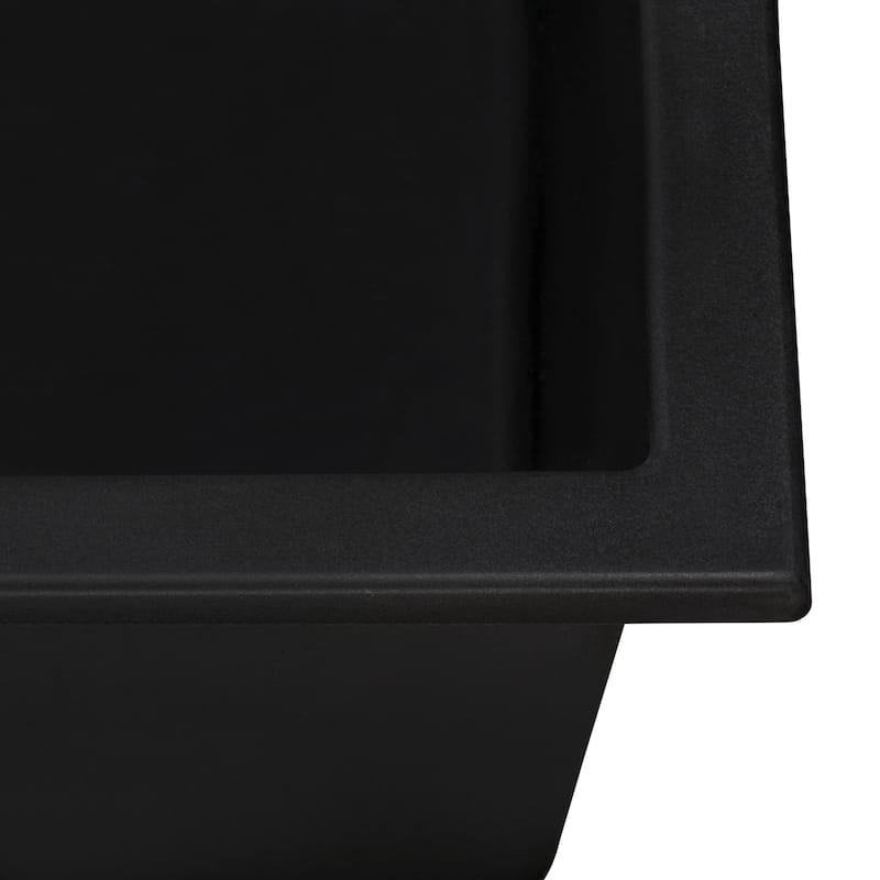 Ruvati 33-inch Drop-in Topmount Workstation 50/50 Double Bowl Granite Composite Quartz Kitchen Sink - Midnight Black - RVG1343BK